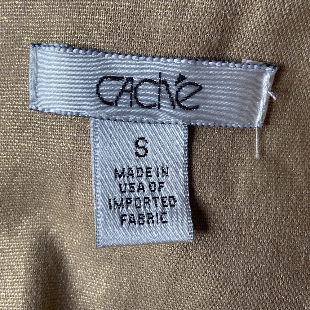 Cache Metallic Gold Linen Jacket With Gold Plated… - image 7